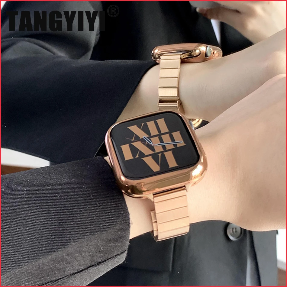 

Stainless Steel Strap For Apple Watch Band 8 7 6 SE 5 45mm 44mm 42mm Slim Bamboo Shape Bracelet IWatch Ultra 49mm 41mm 40mm 38mm