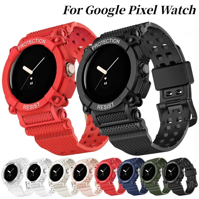

2 in 1 Anti-drop Case+Strap For Google Pixel Watch Replacement Bracelet Integrated Fall Protection Case Google Pixel Watch Band