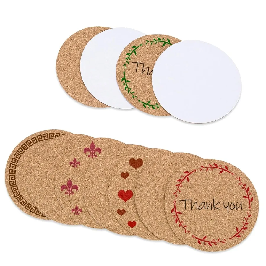 120PCS Self-Adhesive Cork for Coasters 3.74" Round Coasters for Crafts Drinks and Home Tabletop Decoration Easy to Customize Ma
