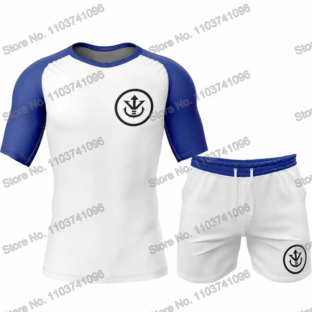 Pink Set Rash Guard Diving T-Shirt Shorts BJJ Boxing MMA Swimwear Men Summer Short Sleeve Surf Clothing Women GYM Tops Sports