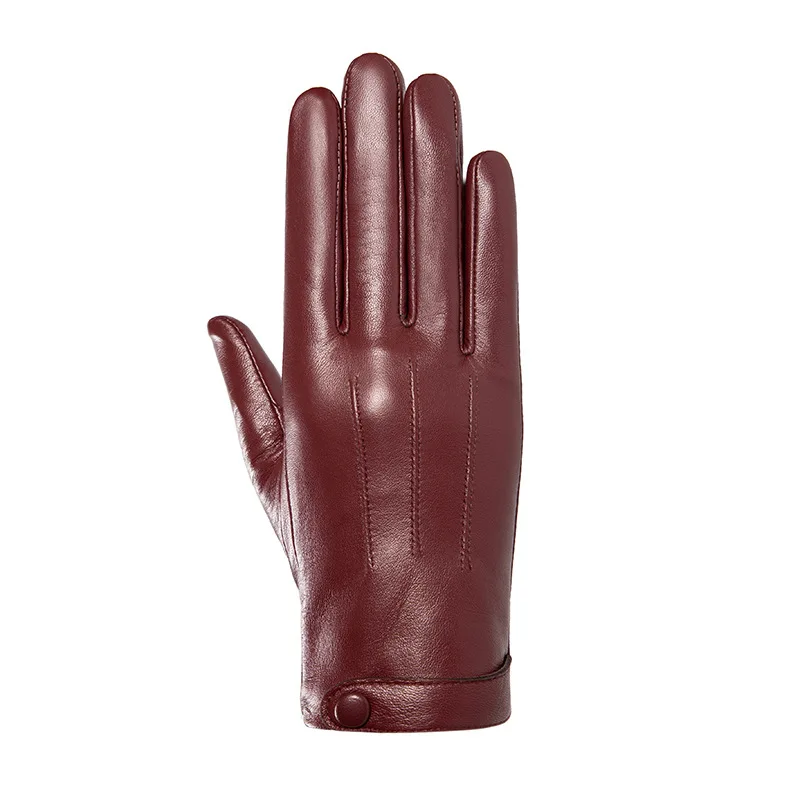 Sheepskin Natural Gloves Women's Genuine Leather Wrist Warmer Cycling Driving Winter Warm Luva Fleece Lining Fashion Accessories 5