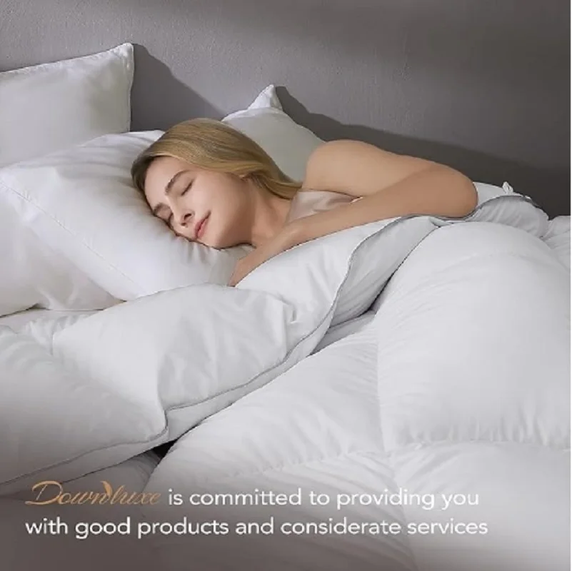 downluxe Luxurious Down Fiber Comforter with Premium Fabric, All Seasons Medium Warmth Duvet Insert King, Hotel Collection Down 6
