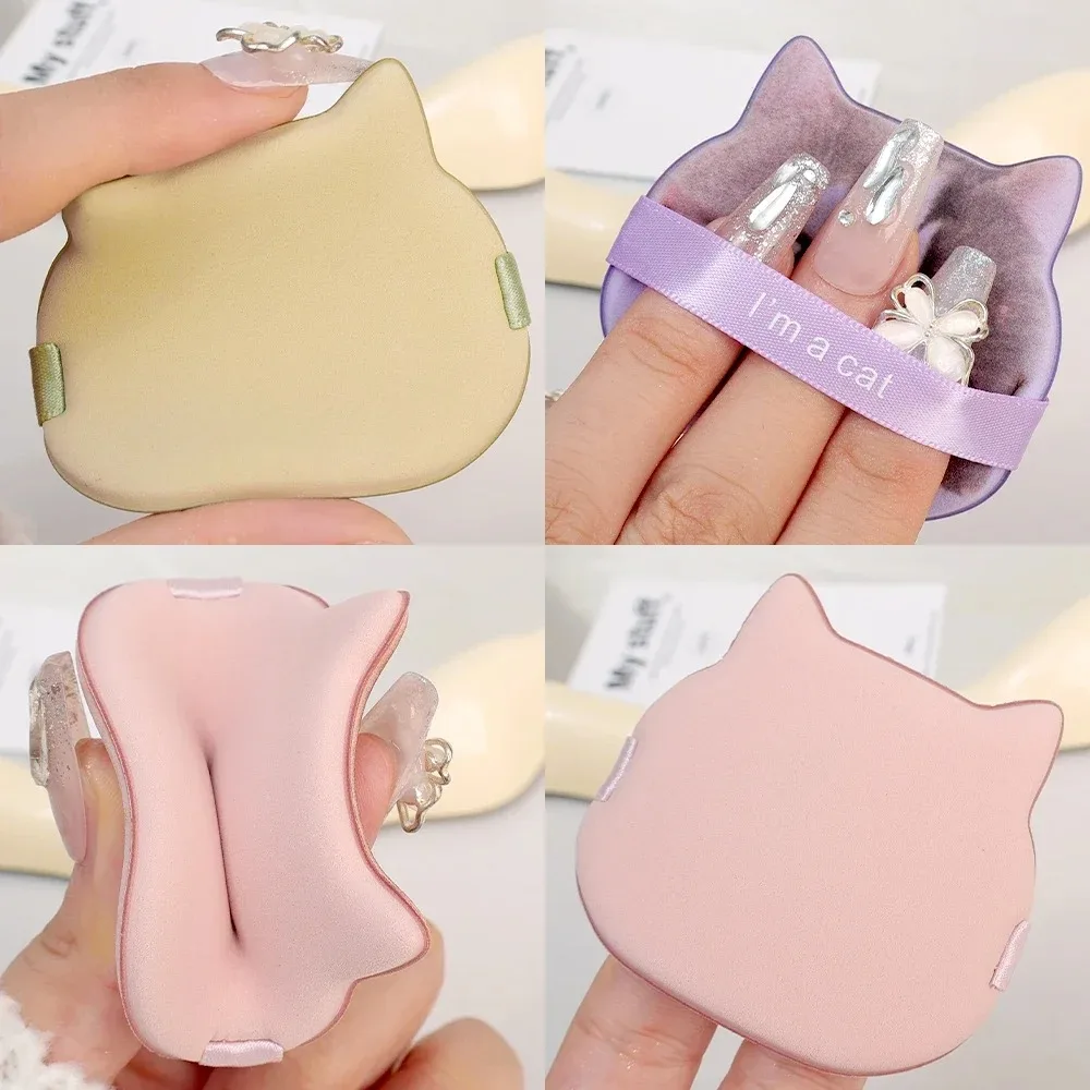 1-4pcs 양면 고양이 에어 쿠션 파우더 퍼프 습식 건식 사용 빨 수있는 메이크업 스펀지 퍼프 소프트 재사용 가능한 파운데이션 스펀지