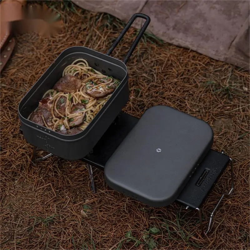 

Уличная посуда, Портативный Ланч-бокс для пикника, алюминиевый контейнер для кемпинга с рельефным давлением и рисом