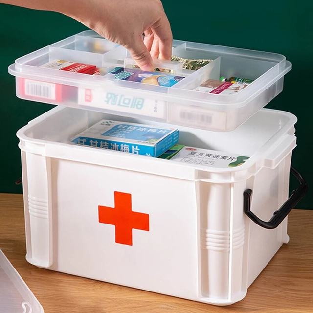 First Aid Kit Medicine Storage Box Portable Emergency Box Household Double  Layers Medicine Boxes Medical Kit