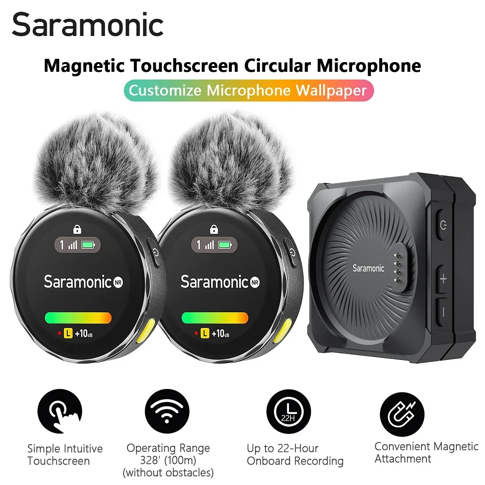 

Saramonic BlinkMe B2 Wireless Lavalier Lapel Microphone for PC iPhone Smartphone Camera Live Streaming Youtube with Touchscreen