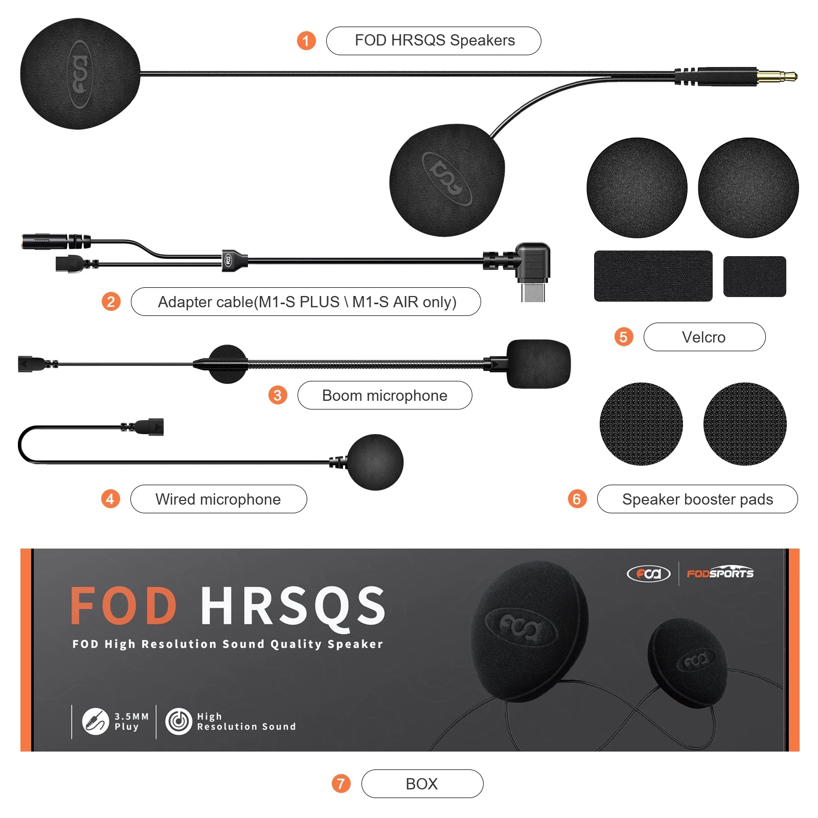 Fodsports HRSQS Speaker Helmet Headsets for M1-S Plus M1-S Air Intercom Motorcycle Accessories Type C Headphone with Microphone