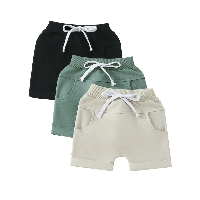 Toddler Baby Boy Shorts Solid Color Elastic Waist Shorts Casual Shorts 3 Pack Summer Clothes