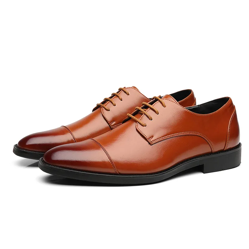 Mens Leather Dress Shoes Men's Classic Retro Derby Shoes Mens Lace-up Business Dress Office Leather Shoes Flats Men Fashion Wedding Party Oxfords Shoe