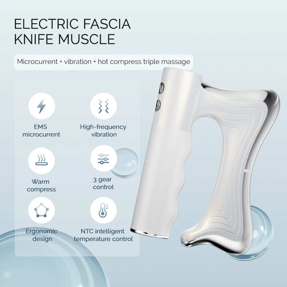 Electric Fascia Knife Vibration Body Massager 10500RPM high vibration massage Massager Warm Body Lifting Blade Comb Massage Tool 5