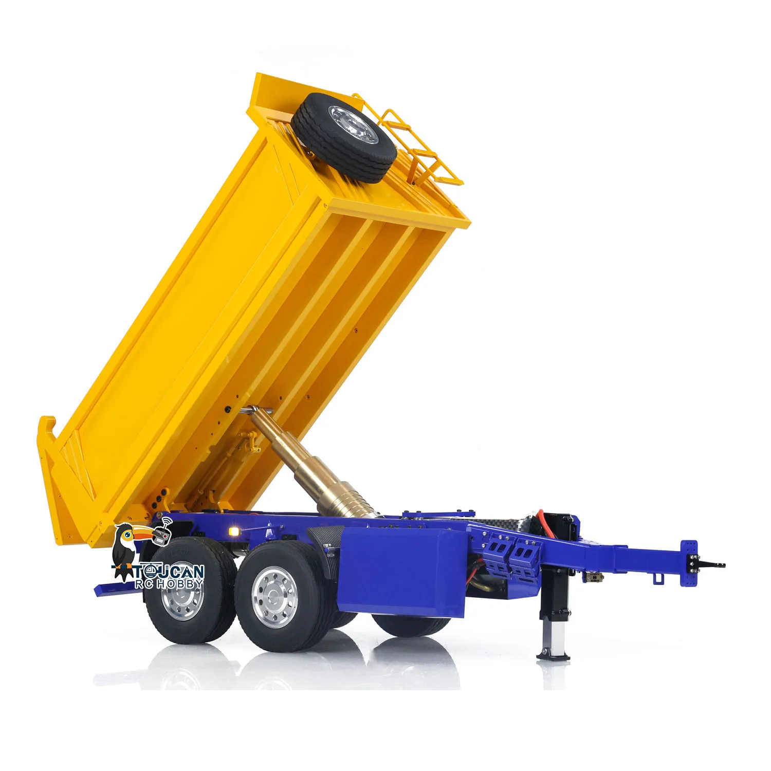 LESU Metal 1/14 2-Axle RC Hydraulic Trailers Electric Self-dumping Full Trailer W/ Light Remote Controller  Receiver Toy Model 3