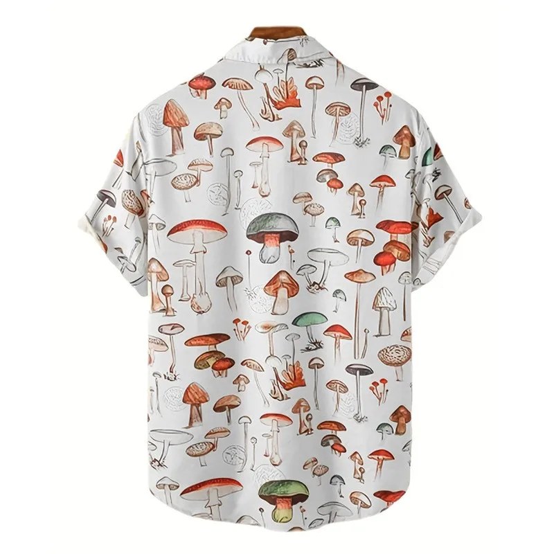 Casual short sleeved shirt short sleeved shirt hawaiian shirt Men's Hawaiian Graphics Shirts Casual Streetwear Turn-down Collar Short Sleeve Mushroom Beach Printed Blouse Summer