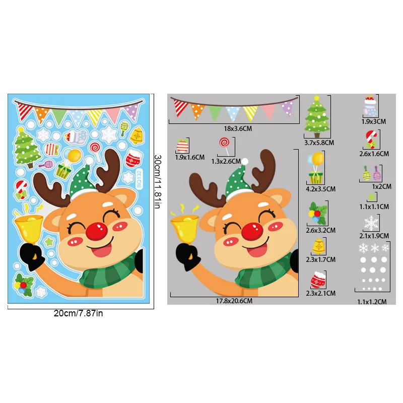 Noel Dekorasyonu Kar Tanesi Noel Baba Ren Geyiği Pencere Camı Elektrostatik Komik Çıkartmalar Noel Partisi Dekorasyon Aksesuarları_voghion.com