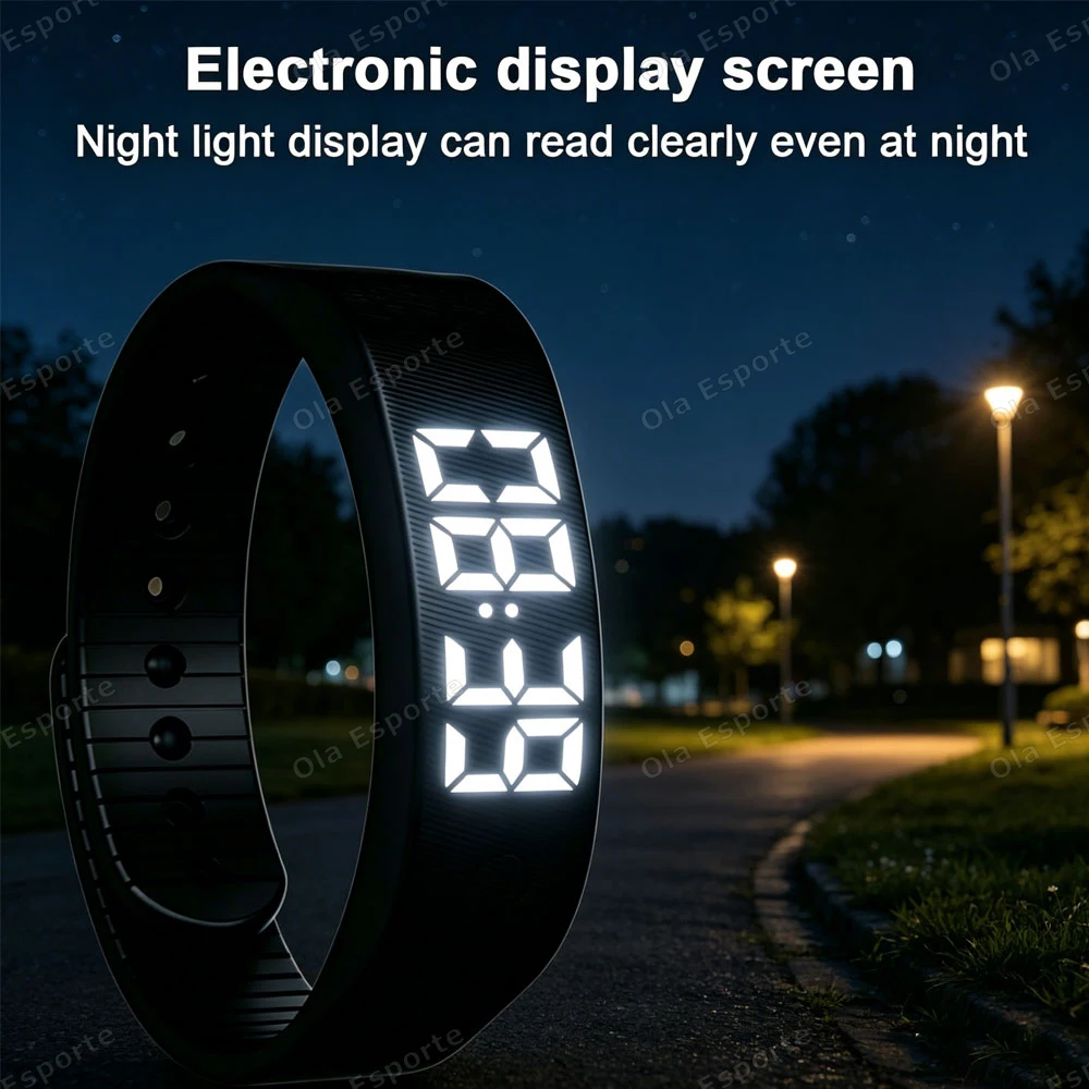 2026 New LED Digital Clock Watch Adjustable Snooze-proof Bracelet With Running Pedometer Waterproof Vibrating Alarm_voghion.com