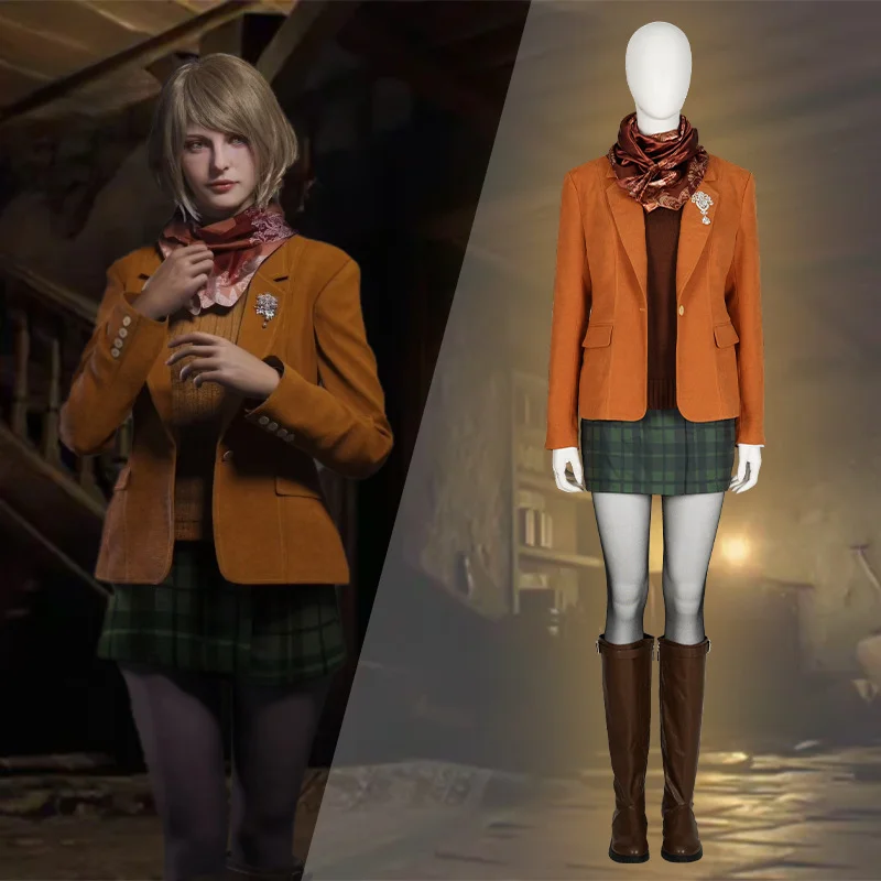 Ashley Graham Resident Evil 4 Remake Cosplay Dress Coat Halloween Party  Suit