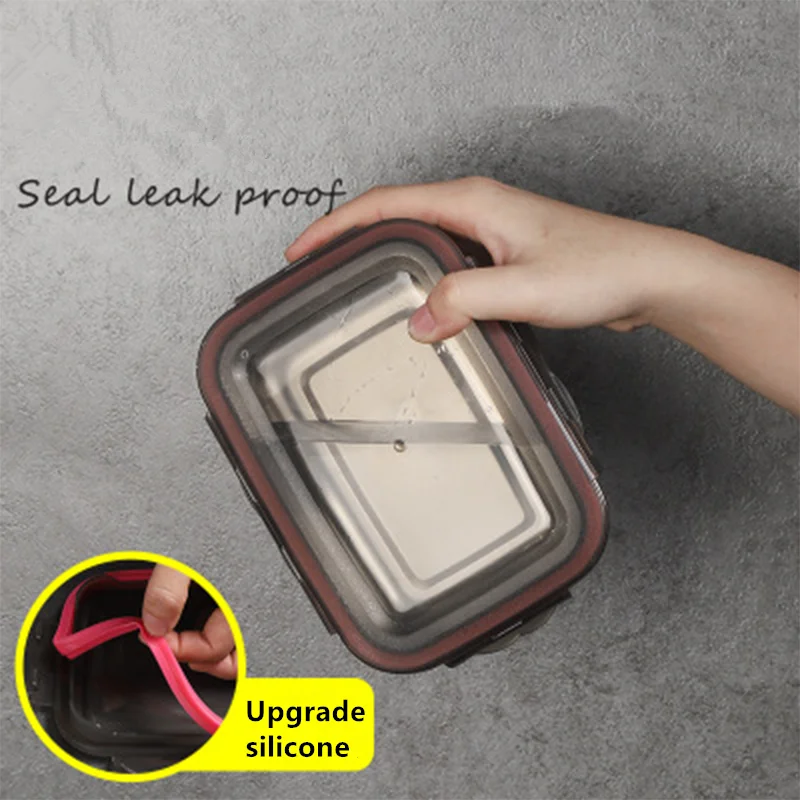 304 Stainless Steel Food Lunch Bento Box Sealed Leakproof Travel Storage Box Household Pickle Box Microwave Heating Lunchboxs images - 6