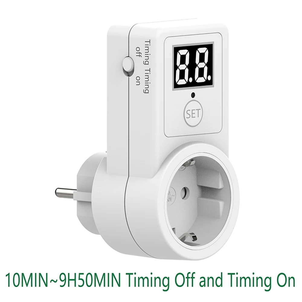 10A EU Plug Countdown Switch Two/One Digit Display Countdown Timer Time Control Telephone Battery Electric Vehicle Charging