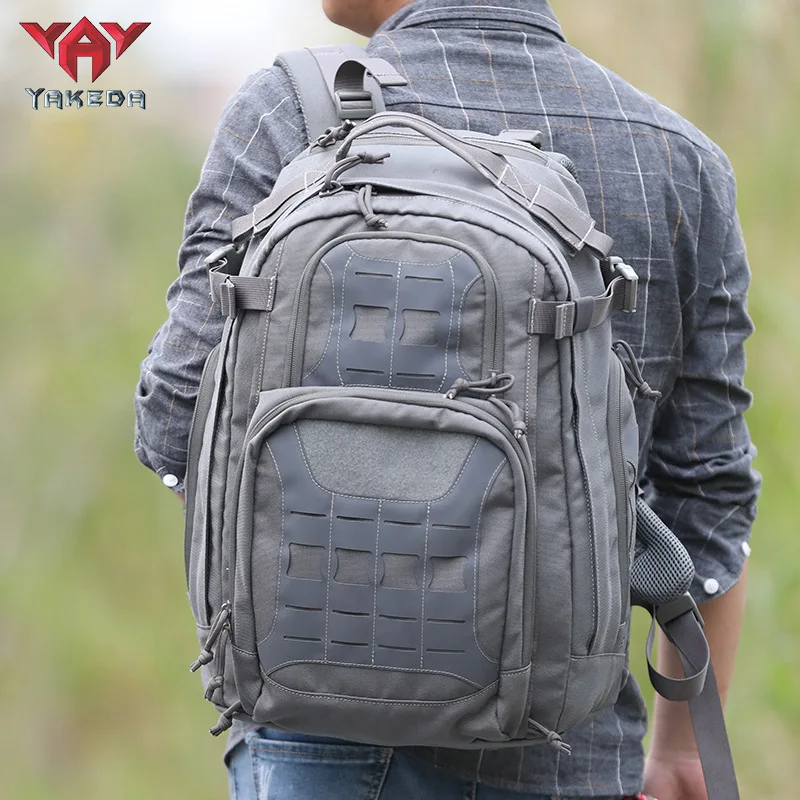 YAKEDA 45L Army Fans Tactical Backpack Men 600D Nylon Wear-resisting MOLLE Military Bag Outdoor Hiking Hunting Training Rucksack