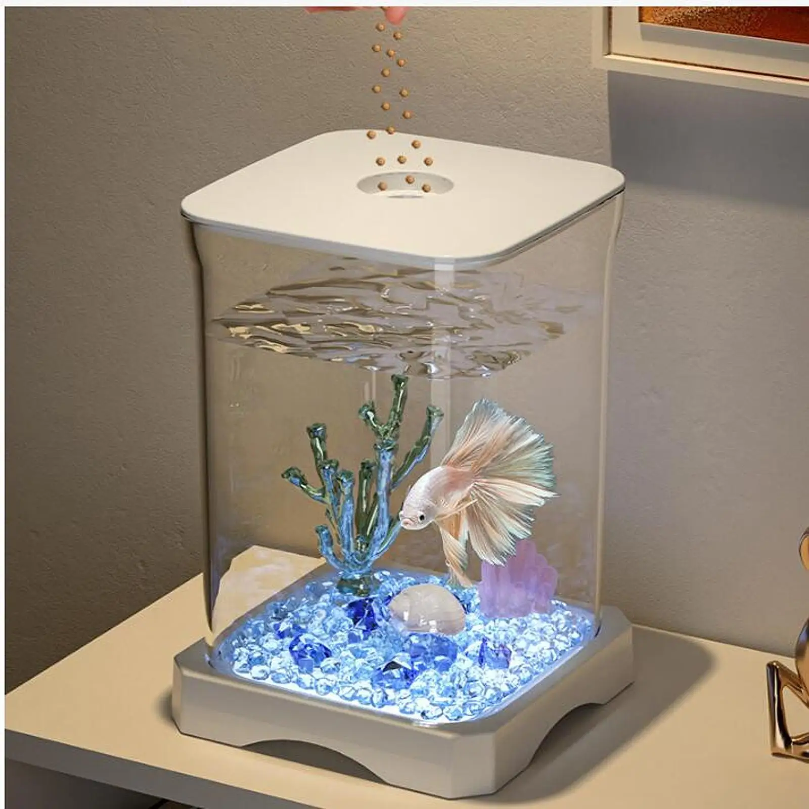 Betta Fish Tank Transparent Small Desktop Aquarium For Home Living Room Frog