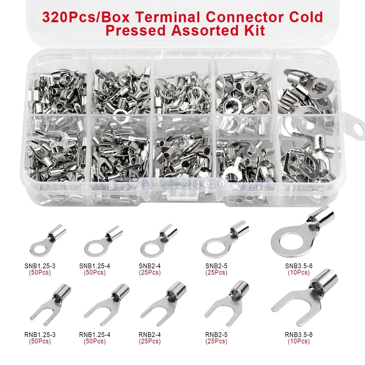 320pcs Crimper Plier Set Cold Pressed Bare Terminals+pliers Set 10 In 1 Ot/ut Forked Circular Bare End Wiring Connector quick and multifunctional electrical crimping pin type pre insulated bare wire pliers for cold terminals