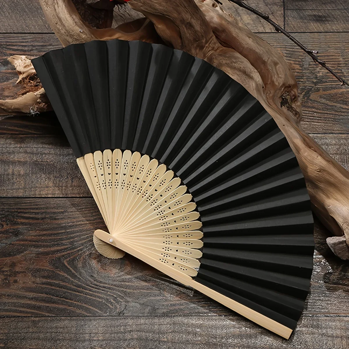 1pc Chinese style black vintage hand fan folding fan Chinese dance party folding fan