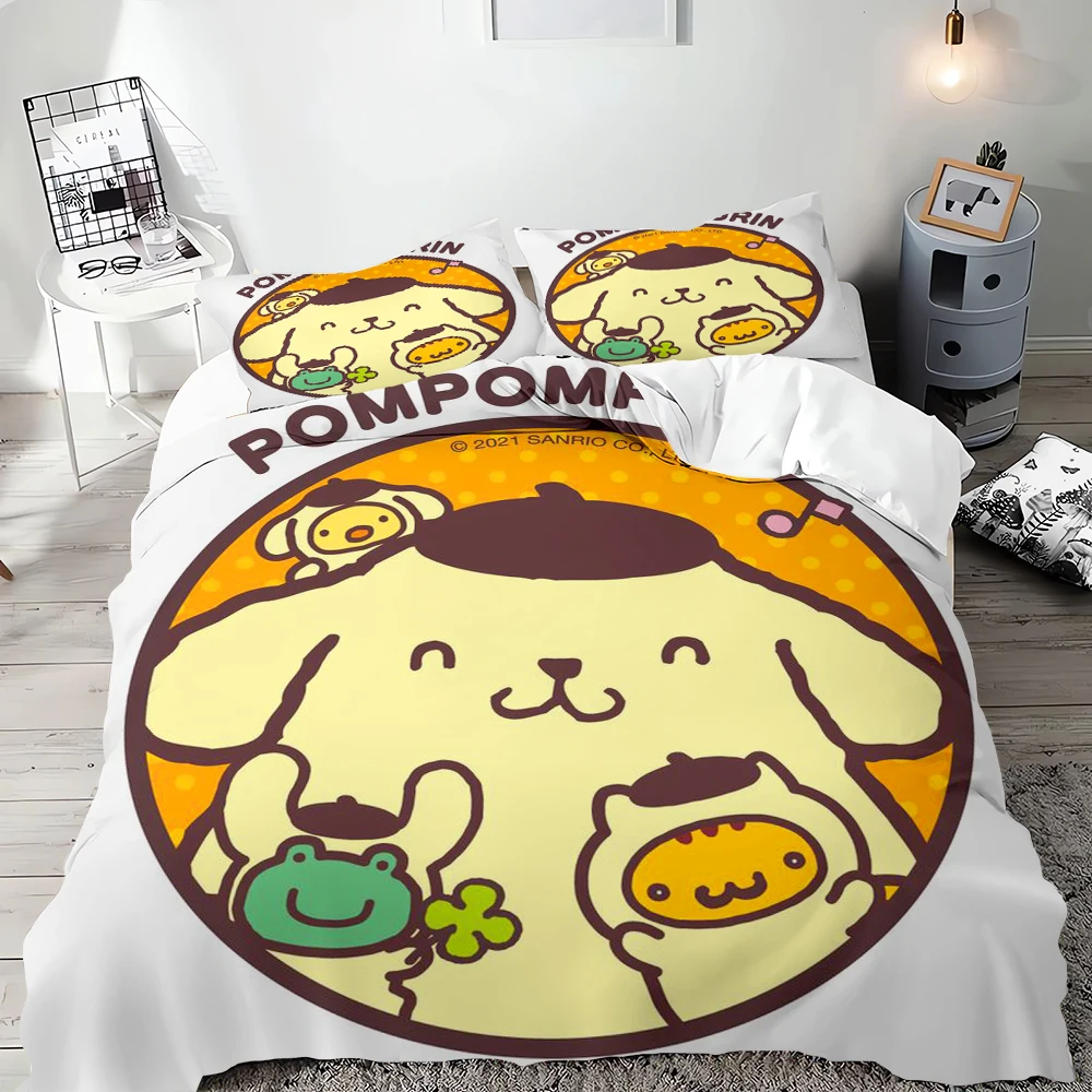 Sanrio Pom Pom Purin Bedding Sets Cartoon Dog Comforter Cover Bed Cover Duvet Cover Pillow Case 2-3 Pieces Sets Bedroom Decor 6
