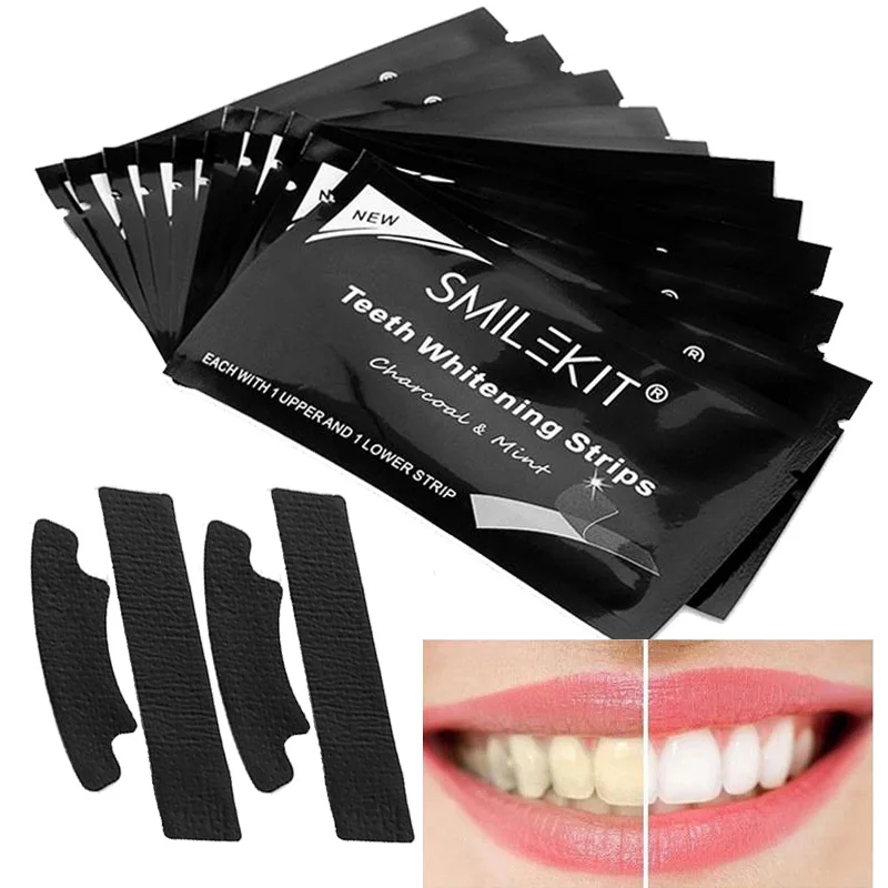 14pcs Activated Charcoal Teeth Whitening Strips Remove Stains Oral