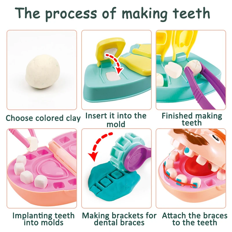 Children Doctor Toys Set Doctor Pretend Play Kit Set Game for Girls Boys Dentist Check Teeth Model Set Kids Educational Toy Gift 3