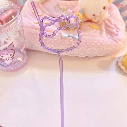 헬로 키티 애니메이션 Kt 고양이 인형 모양 빨대, 재사용 가능한 컬러 빨대 호스, 음료 주스 우유 빨대 선물 4