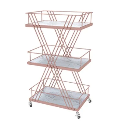 

Iron Art Salon Trolleys Light Luxury Golden Rack Modern Salon Furniture Beauty Salon Trolley with Wheels Home Multi-layer Rack