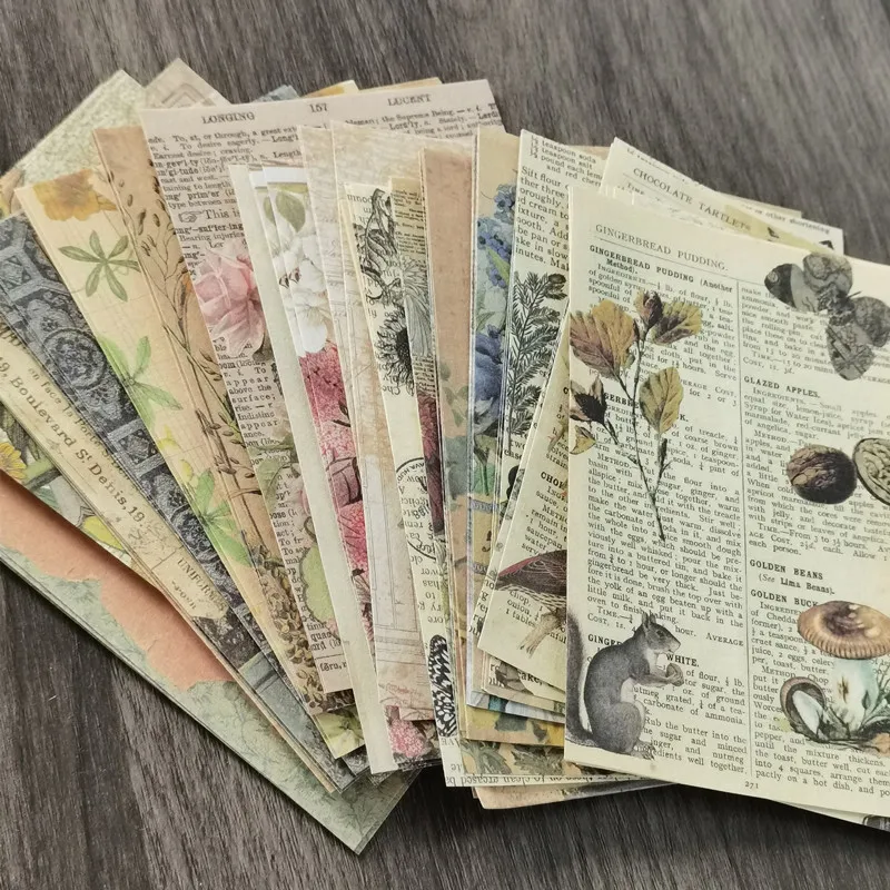 

60pcs Retro Letter Flower Forest Vintage Background Material Paper Decor Scrapbooking Journals Collage Memo Pad Stationary