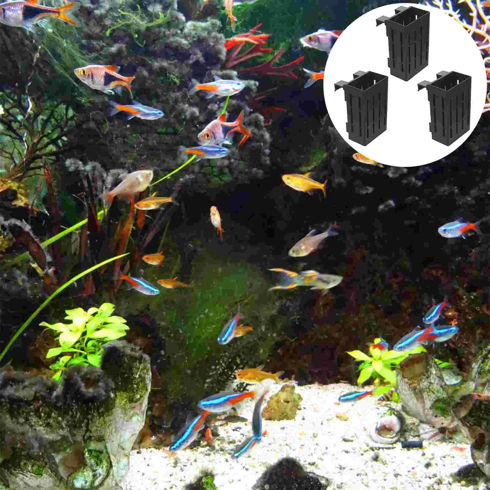 Fish Tank Ornaments Fish Tank Decorations Aquarium Ornaments 3 Pcs Fish Tank Aquarium Plant Stand Holder Pot for Freshwater Hanging Planter Pots