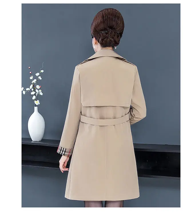 long black puffer Middle-age Elderly Spring Autumn Coat 2022 New Women Autumn Mid-length Trench Coat Women Loose Plus Size 5XL Windbreaker Jacket down coats & jackets