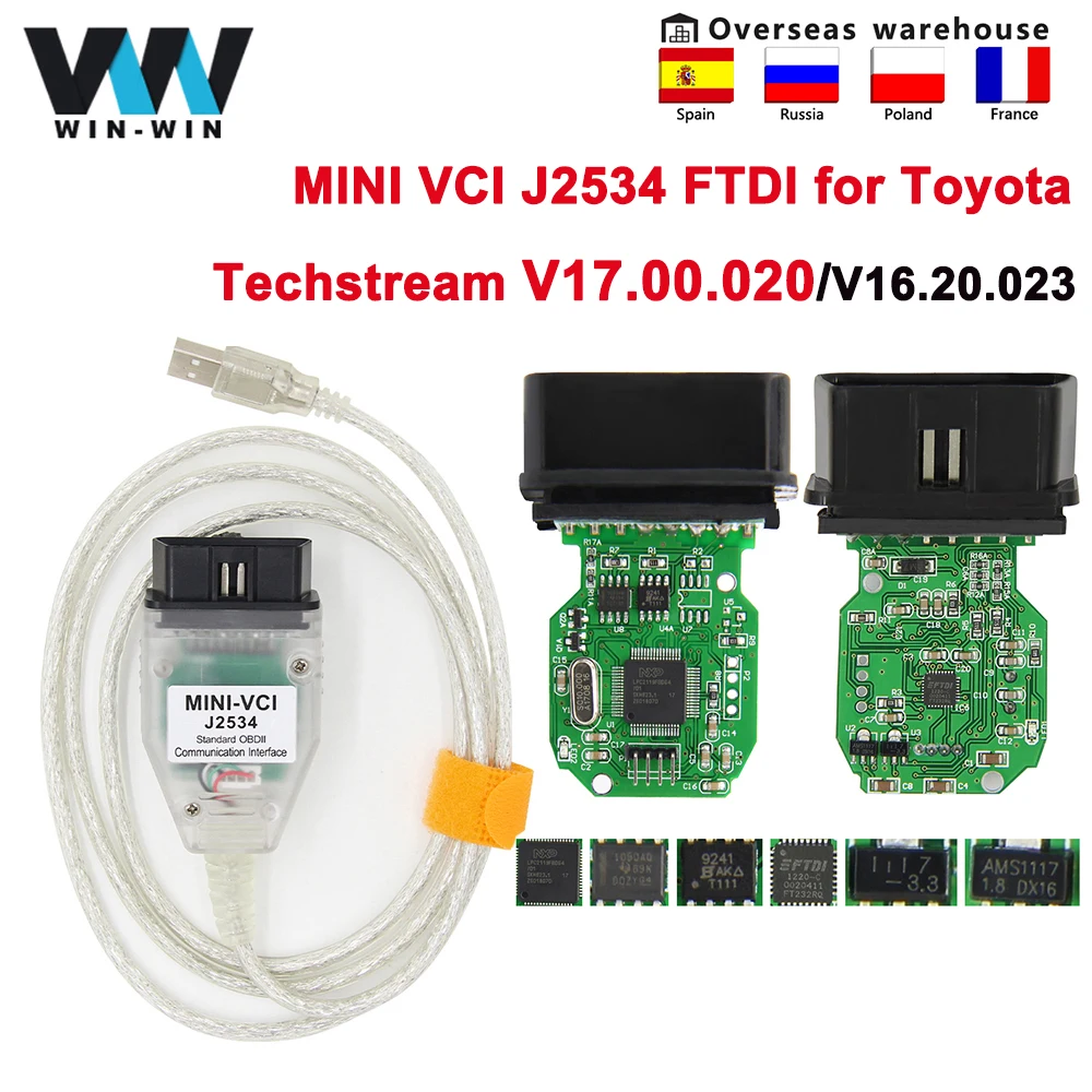 MINI-VCI J2534 OBDII USB Cable Diagnostic Code Scanner For Toyota Lexus TIS Kits 