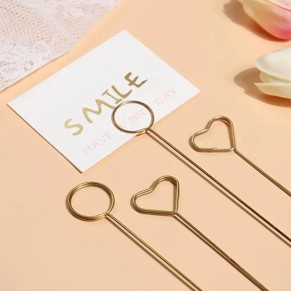Note Holder Clip Greeting Card Holder Elegant Metal Card Holders Heart/round Shape Clips for Greeting Cards Floral Arrangements