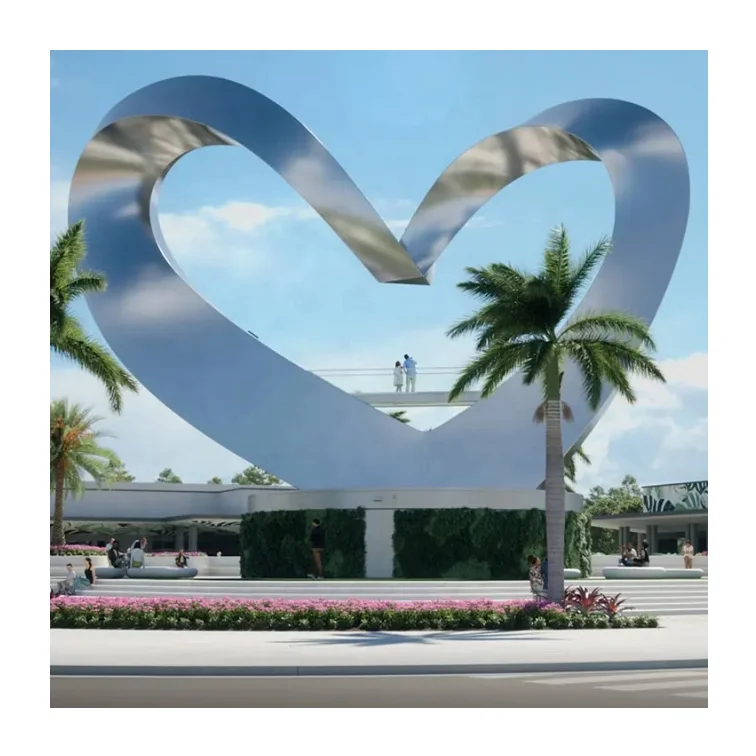 Wholesale contemporary red heart sculpture mall stainless steel 6