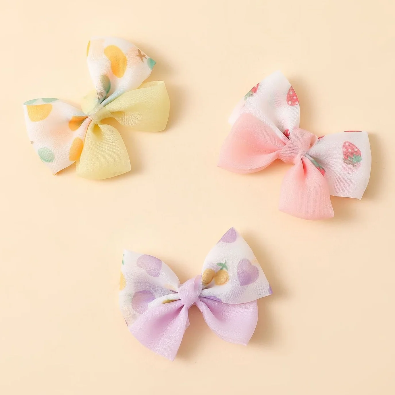 Patchwork Gauze Bow Applique, Fruit Elements Diy Cute Style Accessories,Wedding Dress Hats Shoes Gift Decoration Crafts Supplies