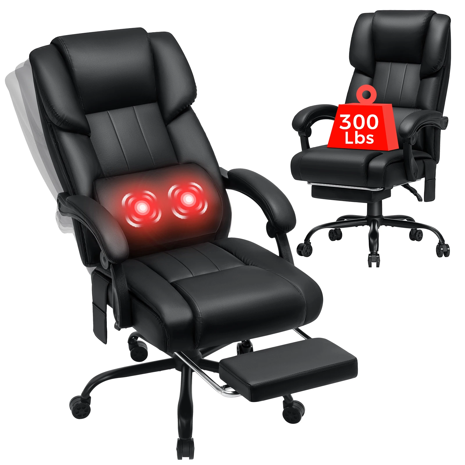 Ergonomic PU Leather Office Chair with Adjustable Height and Lumbar Support