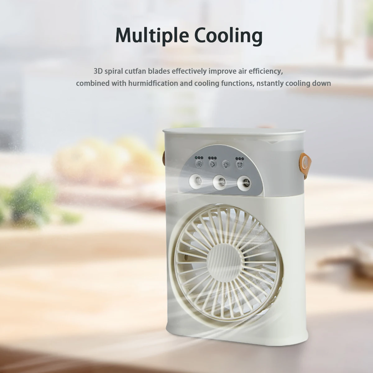 Spray small fan five hole humidification small refrigeration air conditioner mini fan water-cooled silent air cooler For 3 Speed插图9