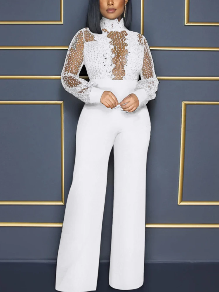 Mymyguoe Glitzer Jumpsuit Damen - Pailletten Overall 70er Jahre Style Für Party & Karneval