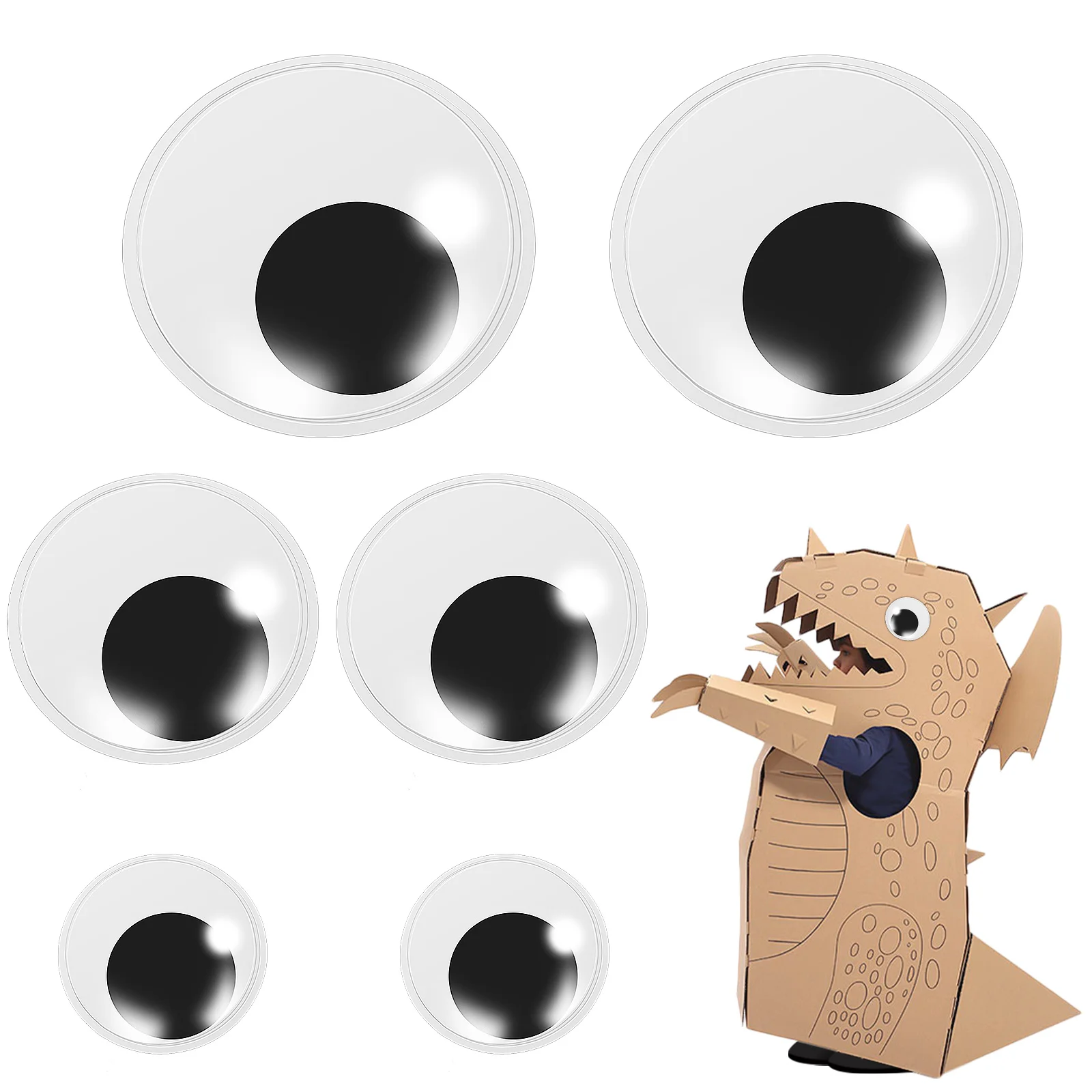 

6 Pcs Moving Eyes Safety For Stuffed Animals Googly Eyeballs Self Adhesive Big Pvc