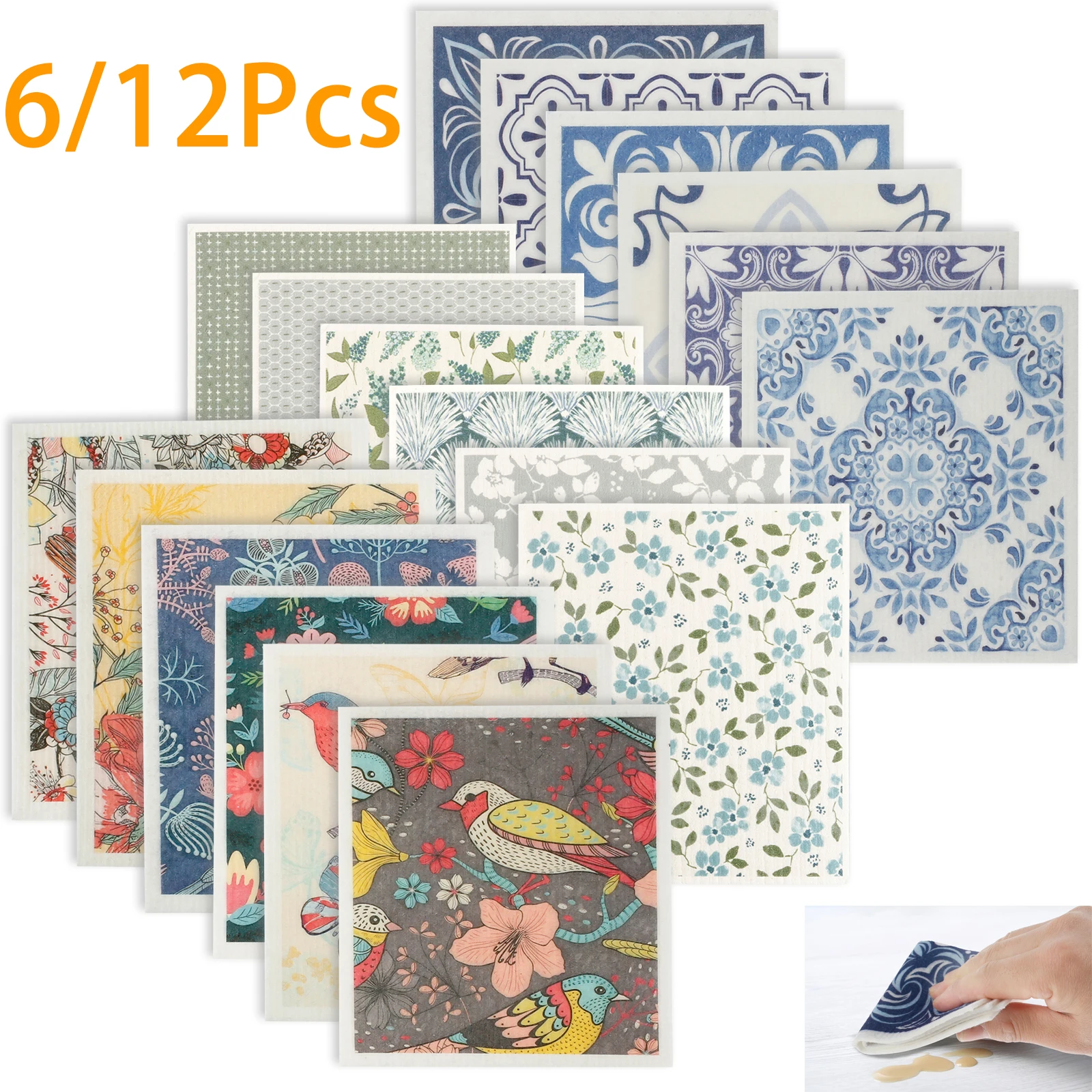 Absorbent Wood Fiber Kitchen Dishcloths Reusable Cleaning Cloths