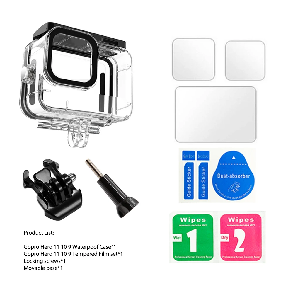 Waterproof Action Camera Case with Anti-Fog Inserts, Tempered Glass Screen Protector, and Floating Hand Grip