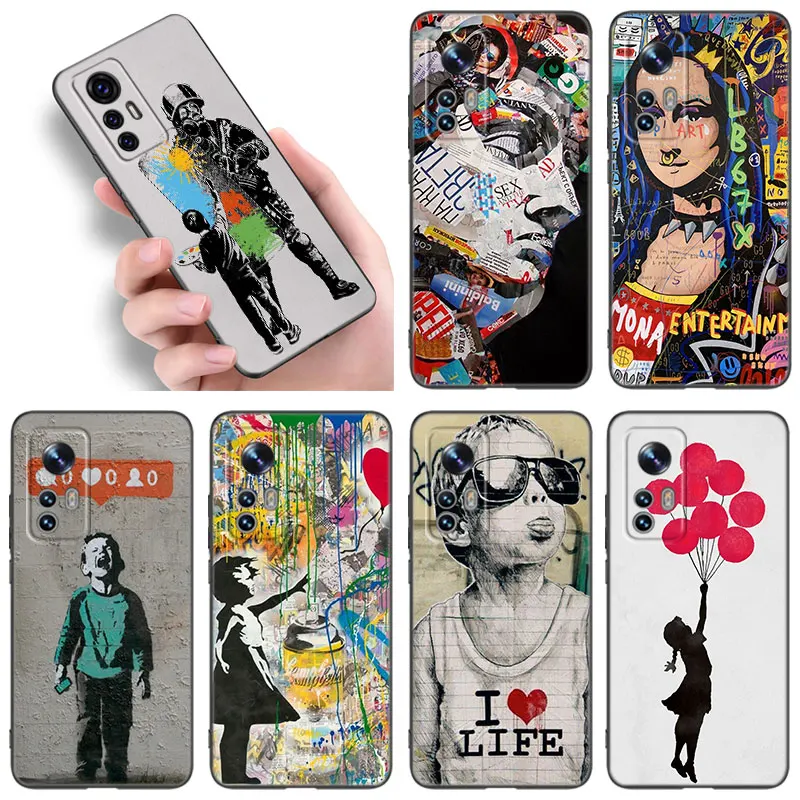 Custodia Per Telefono Banksy Graffiti War Peace Per Xiaomi Mi A2 8 9 Se Note 10 10T 11 12 Lite 9T 11T 12S 12T Pro A3 6X 12X Tpu Cover Nera