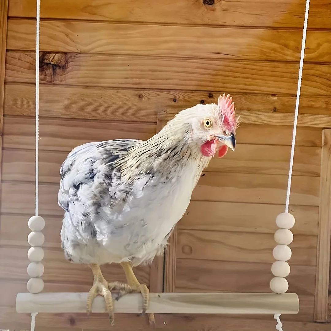 Chicken Toys Accessories Rooster Toy Swing Toy Wooden Bead Suspension Bridge Durable Wooden Stand for Climbing Swinging Training Hens and Birds