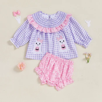 Toddler Girls 2-Piece Pumpkin Print T-Shirt and Ruffle Shorts Set