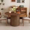 Round Dining Table for 4, Modern Farmhouse Kitchen Table, 47 Inch Small Circle Dining Tables with Wood Strip Base for Kitchen Li 1