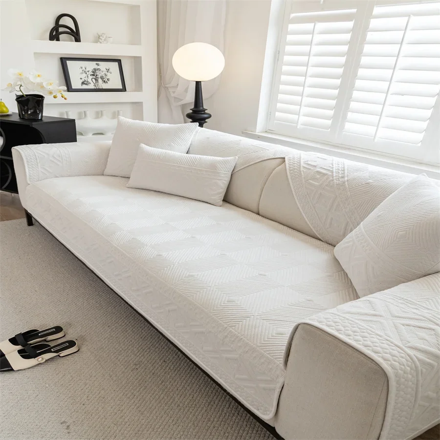 2024  Four Seasons Universal Non-Slip Cotton Fabric Seat Cushion Leather Sofa Cover Cover Cloth Towel New Cotton Sofa Cushion 3