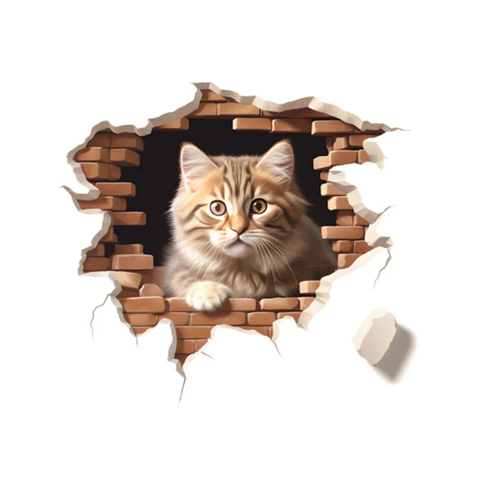 3D Cats Wall Sticker Hole View Bathroom Living Room Decoration Home Decor Animal Vinyl Decals Art Poster Cute Toilet Stickers wall stickers wall sticker home decoration accessories