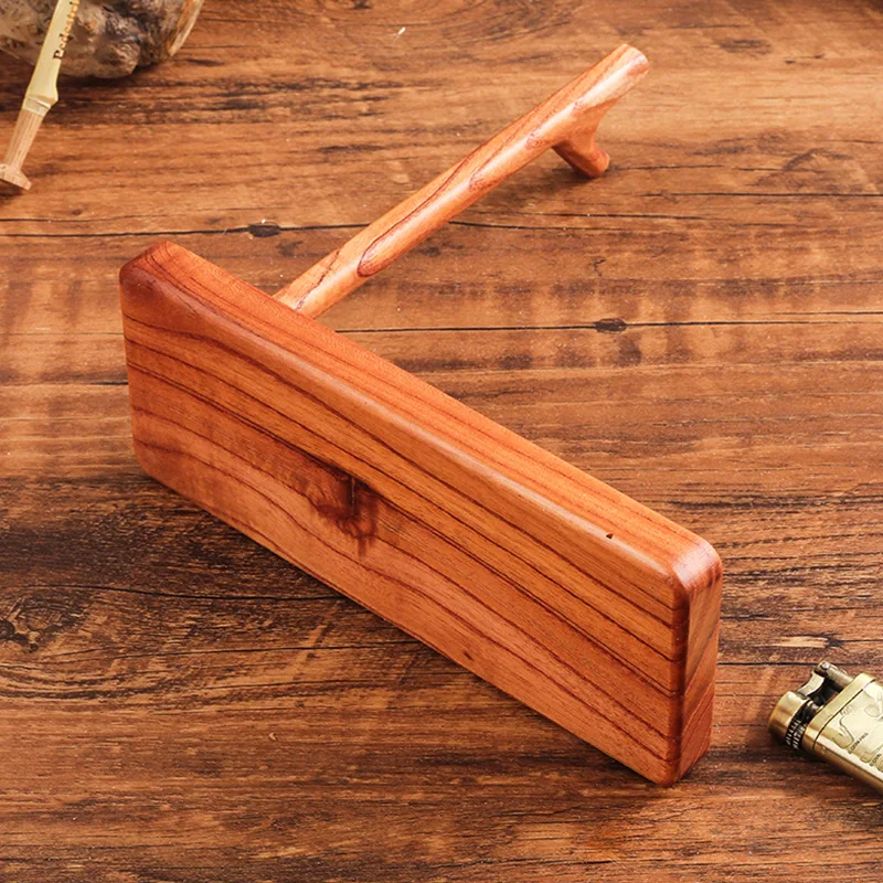 Tea Tree Pipe Holder Solid Wood Vertical Type Holder Long Handle Reading Pipe Display 1 Position Smoking Fittings